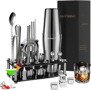 Set di Cocktail Shaker - 25 pezzi di accessori da bar con base standard - Acciaio Inossidabile - 750 ml - Cocktailmixer - Accessori del Barman - Decorazione da Cocktail - Regali - Resistenti - Vomkela