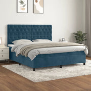 Giroletto a Molle con Materasso Blu Scuro 160x200 cm in Velluto 3143215