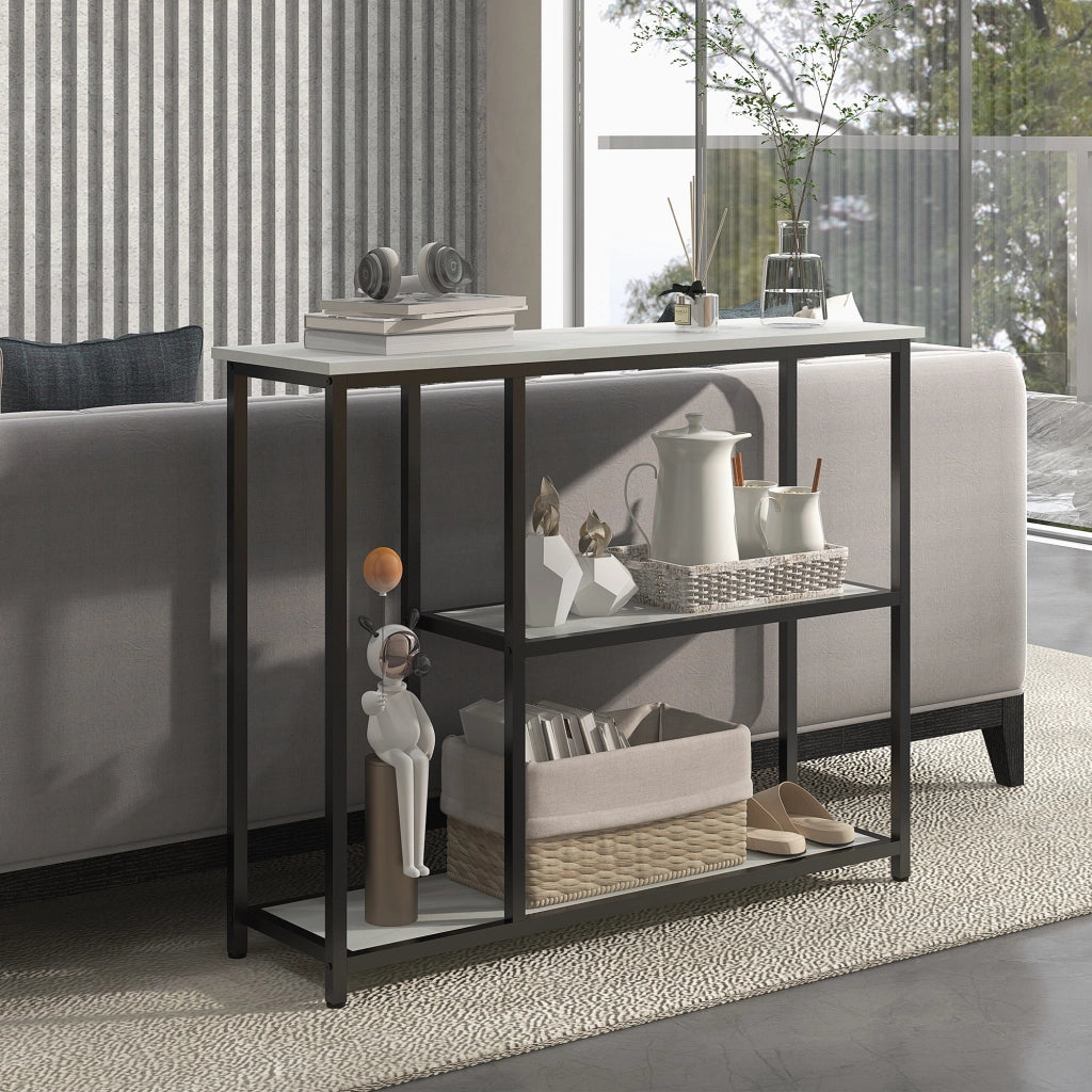 Tavolino da salotto ¨C zephmum ¨C Nero, Bianco, Marmo, 2 Ripiani