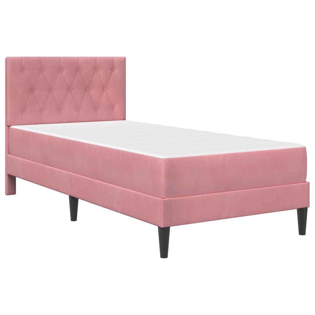 Struttura letto con materasso-Giroletto Rosa 90 x 200 cm Velluto 190958