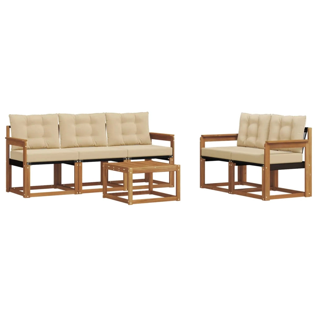 Set di divani da esterno con cuscino 6 pcs Naturale e Beige