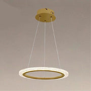 Trade Shop - Lampadario A Sospensione Led 24 Watt Cerchio Anello Effetto Cristallo Oro 31913 -