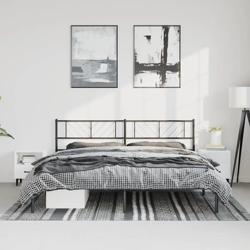 Giroletto con Testiera in Metallo Nero 193x203 cm