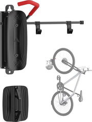 Sostegno per bicicletta da parete - sostegno verticale per garage - MTB e bicicletta da corsa (rosso - attacco per casco)