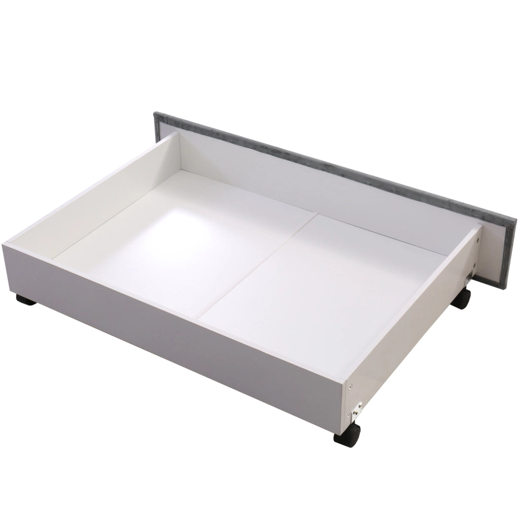 Letto matrimoniale 160x200 cm in velluto grigio con cassetti