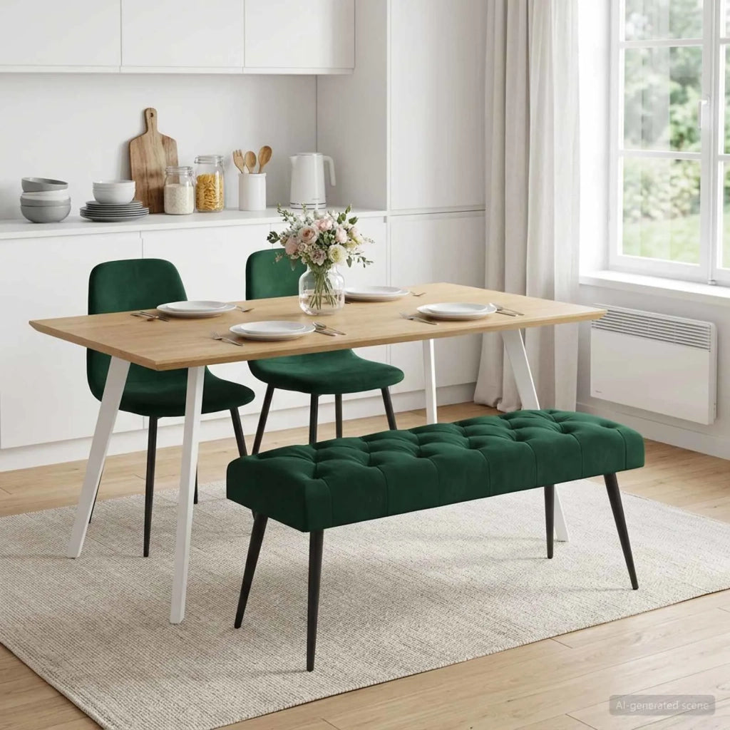 Panchina con bottoni imbottiti Verde Scuro 110 x 40 x 46 cm 42038573