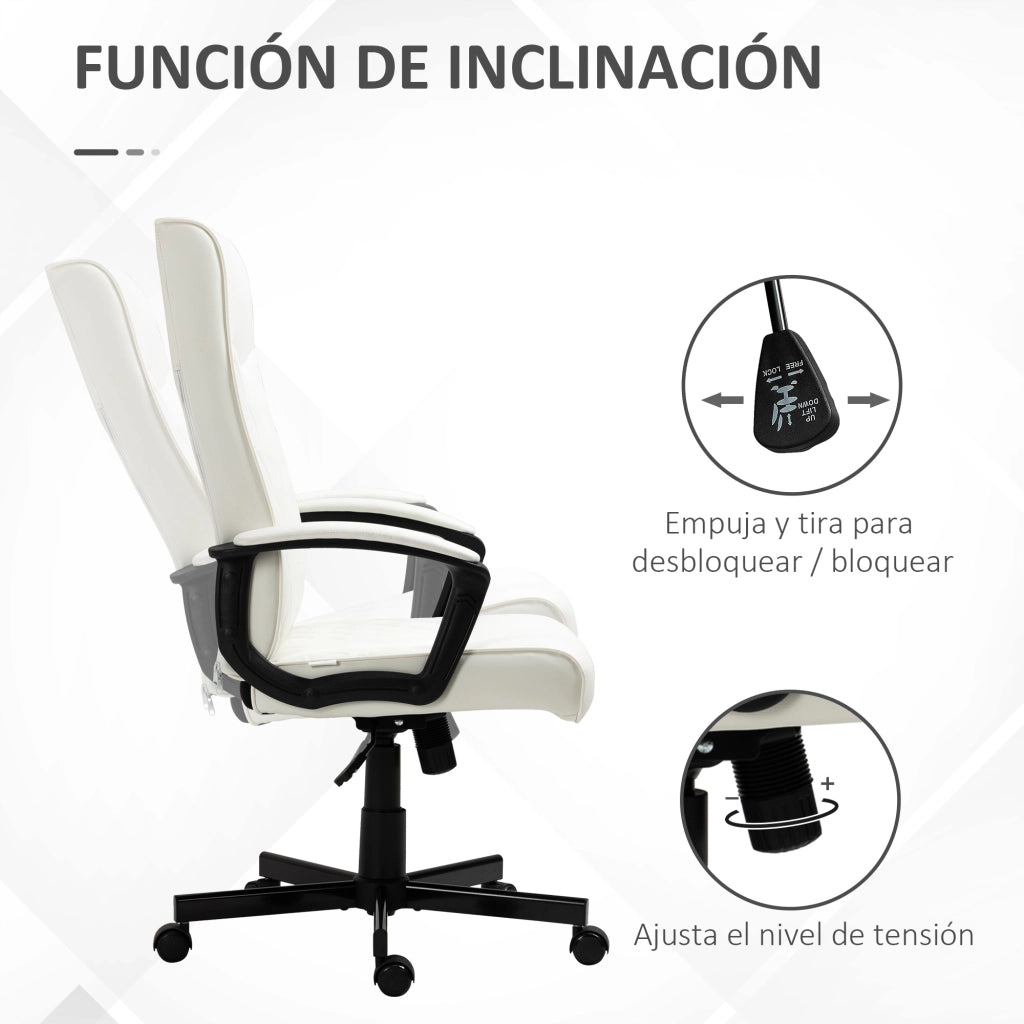 Sedia da ufficio con schienale alto ¨C zephmum ¨C Altezza e inclinazione regolabili 65x65x102-112,5 cm bianco