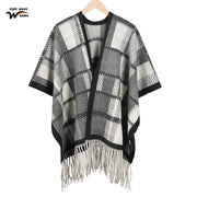 Sciarpa spessa double face in stile pittura a inchiostro per donna, mantello e sciarpa caldi in stile retr¨°.