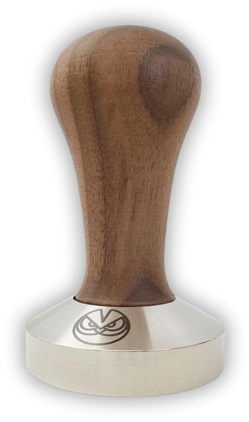 Pestello per espresso - 58,5 mm per filtro IMS Competition, legno di noce e fondo piano in acciaio inox