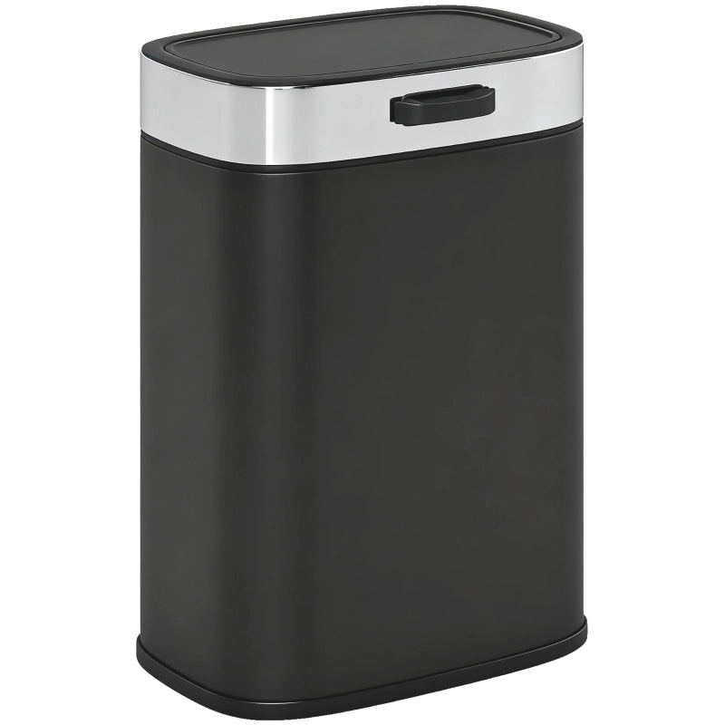 Bidone per rifiuti in acciaio inox nero 5 L con coperchio a pressione e secchio interno estraibile