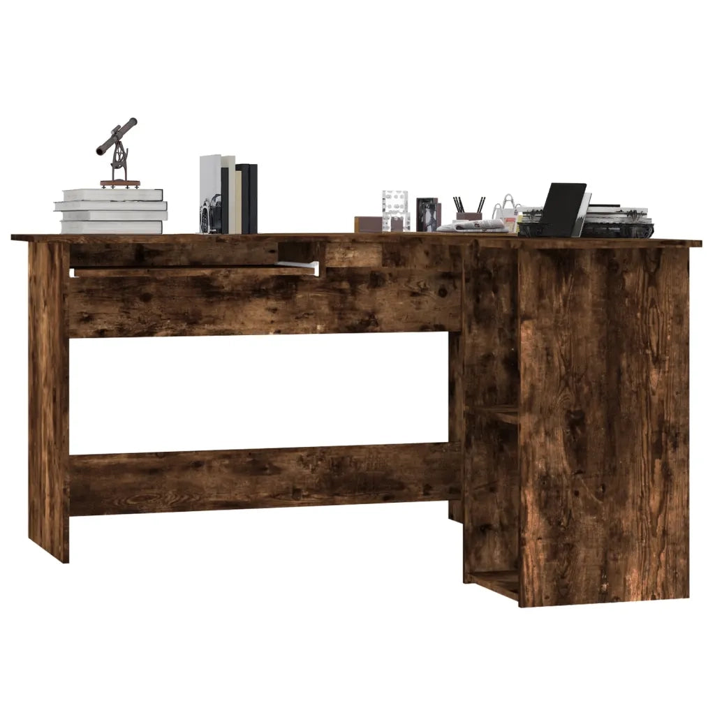 Scrivania | Tavolo da Ufficio Angolare Rovere Fumo 120x140x75 cm Legno Multistrato