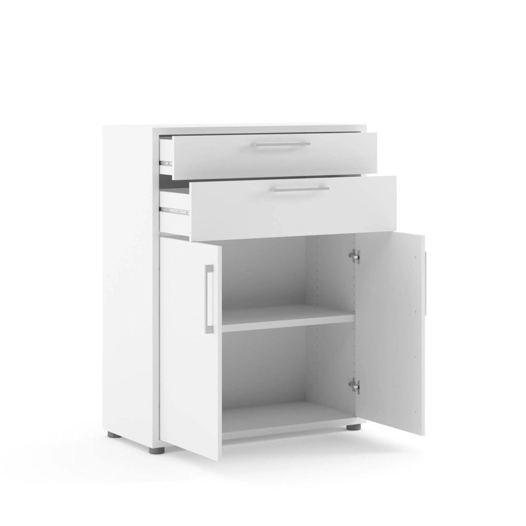Credenza Agra, Buffet da soggiorno, Madia da salotto, Dispensa da cucina, 89x40 h113 cm, Bianco