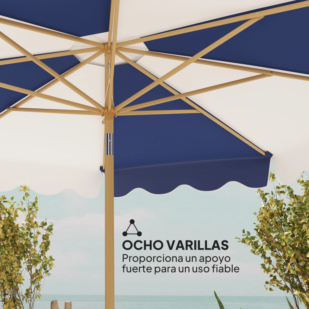 Ombrellone da giardino con protezione UV 50+ e tenda regolabile ¨C zephmum ¨C ?2,67x2,38 m, righe blu e bianco