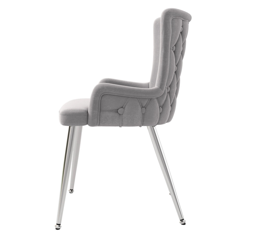 Set di 2 sedie in velluto grigio con gambe in metallo
