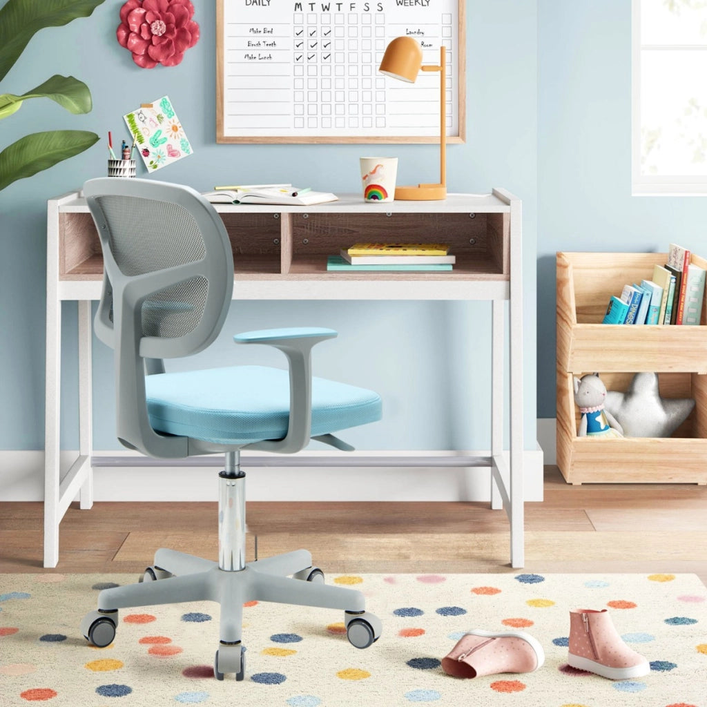 Sedia per scrivania per bambini con altezza regolabile, Sedile girevole a rete Blu