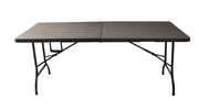 Tavolo pieghevole 180x70 marrone HDPE effetto rattan