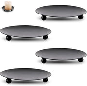 Sostegni per candele 4 pezzi - Orecchioni per candele rotondi - Sostegni per candele a stomp - Nero in acciaio - Mat - Resistenti all'ossidazione - Sostegni per candele