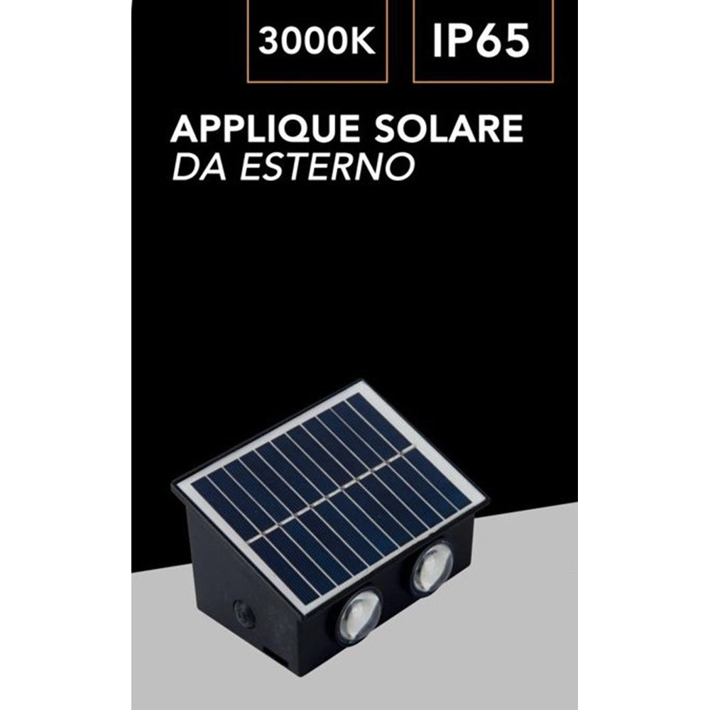 Trade Shop - Applique Led Solare Esterno Giardino A Parete Con Sensore Luce Calda 3000k Ip65 Ewg-04t-c -