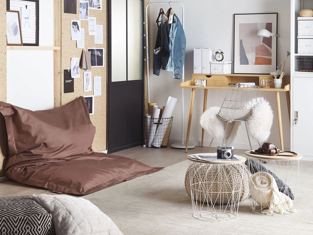 Pouf seduta poltrona sacco Grande Marrone con Zip 140 x 180 cm soggiorno camera da letto