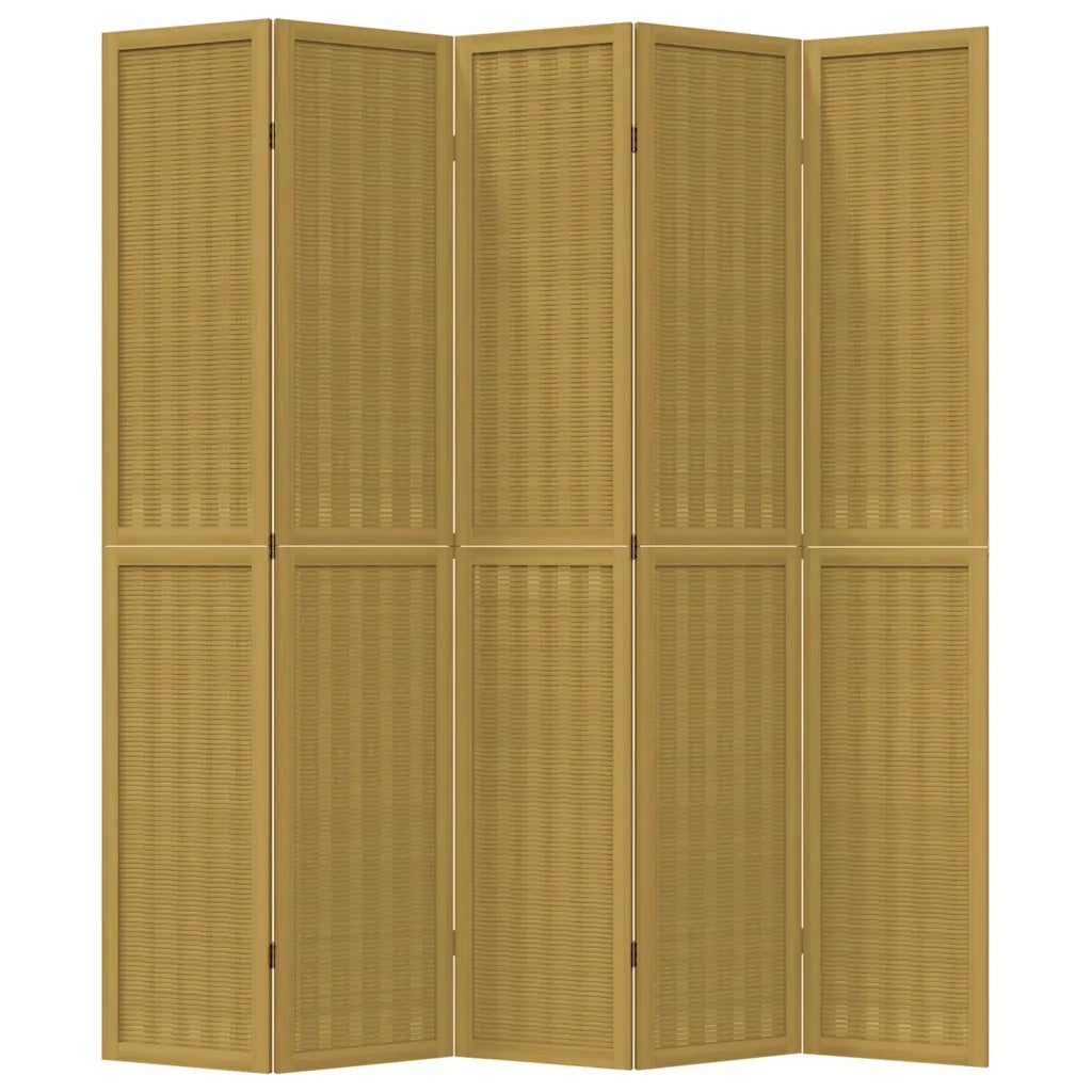 Divisorio Ambienti 5 Pannelli Marrone Legno Massello Paulownia 358824