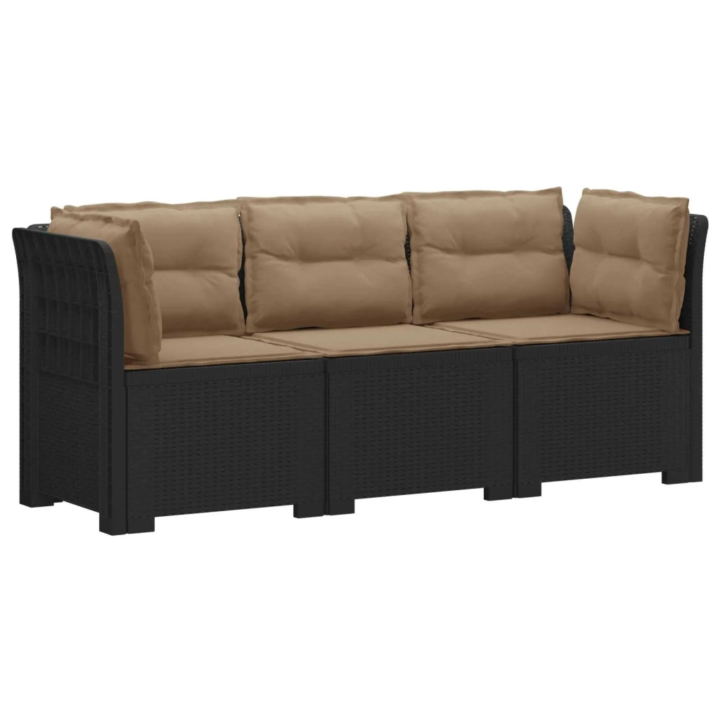 Divano da giardino 3 posti con cuscini in look rattan PP 3443836