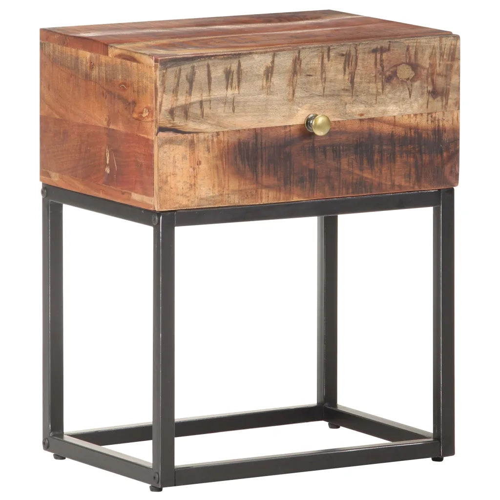 Comodino-Tavolino da notte 40x30x50 cm in Legno di Acacia Grezzo