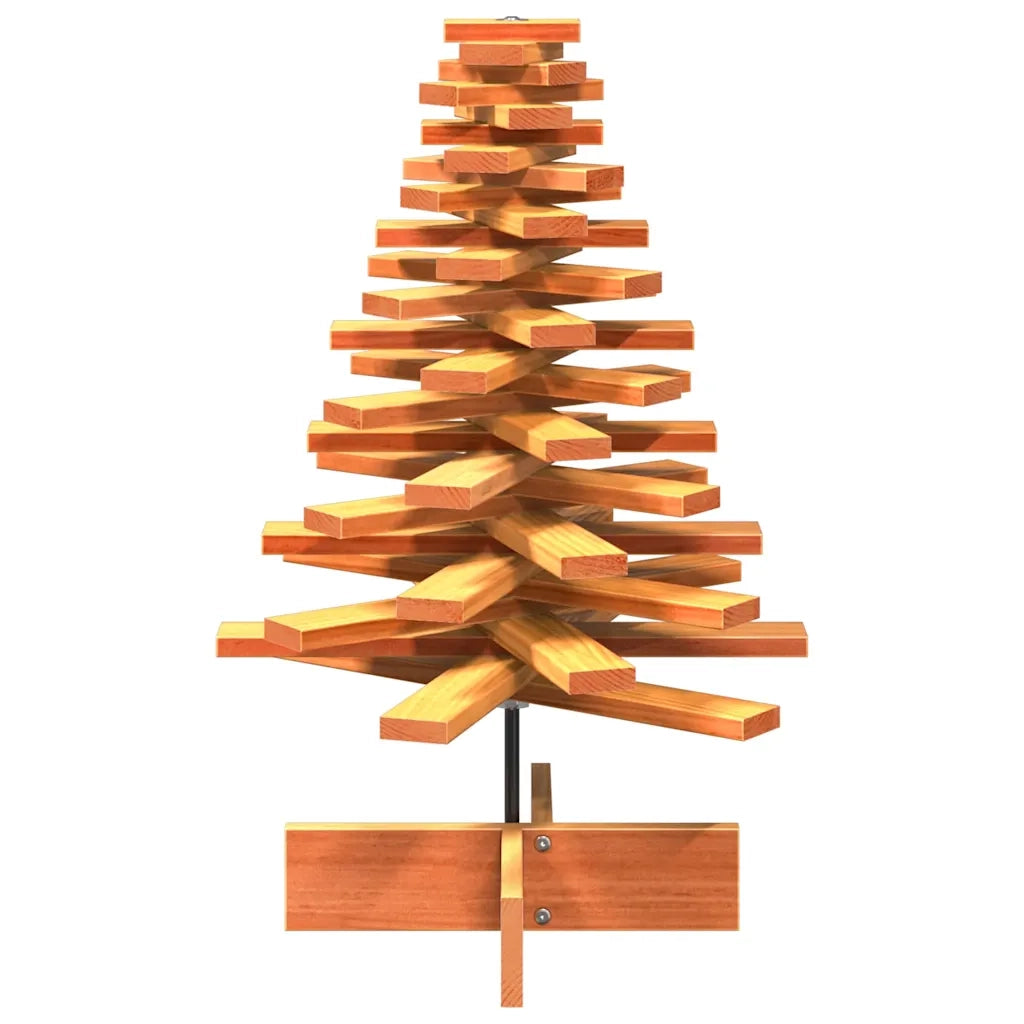 Albero di Natale Marrone Cera 80 cm in Legno Massello di Pino 858203