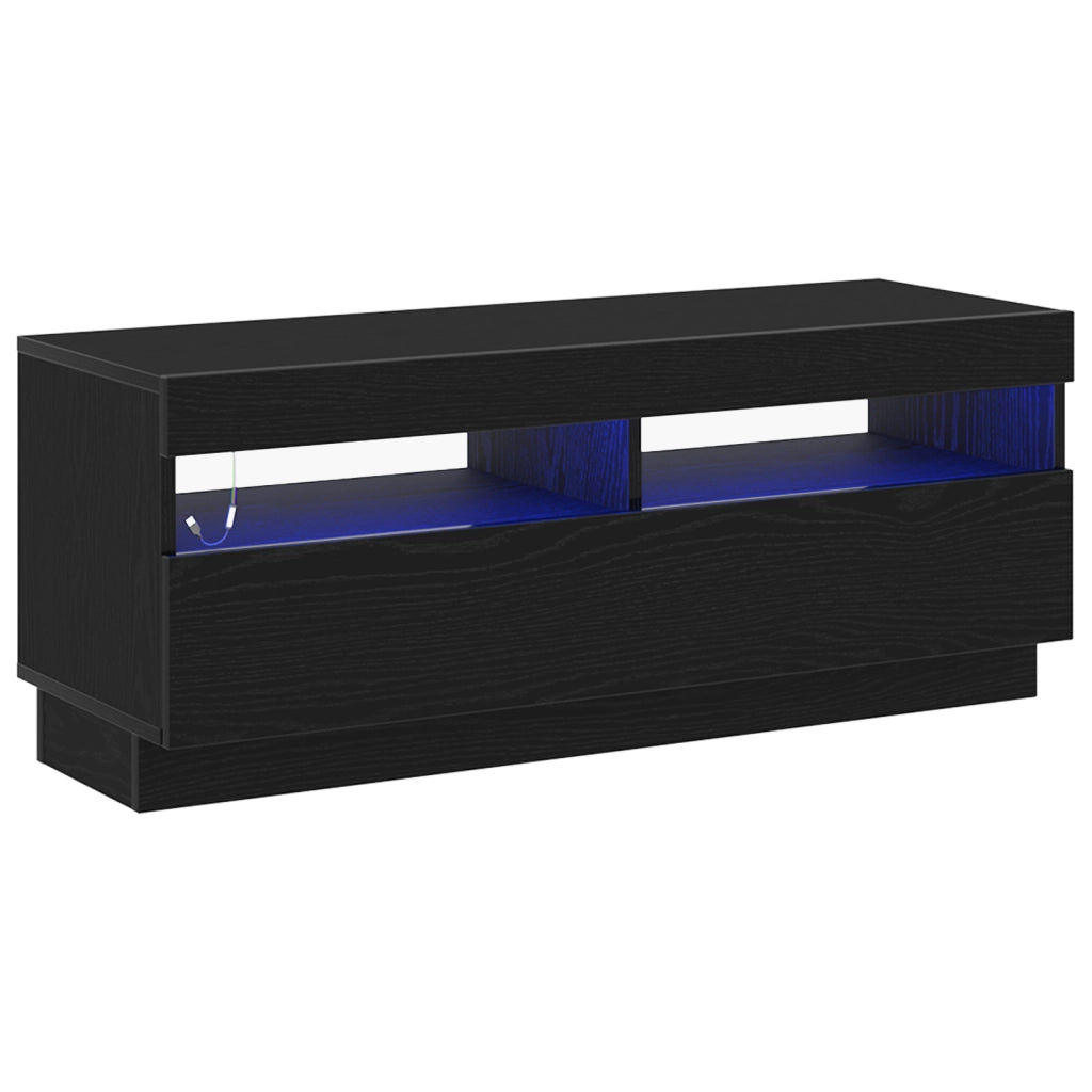 Mobile TV  con luci LED Rovere Nero 100x35x40 cm in legno ingegnerizzato