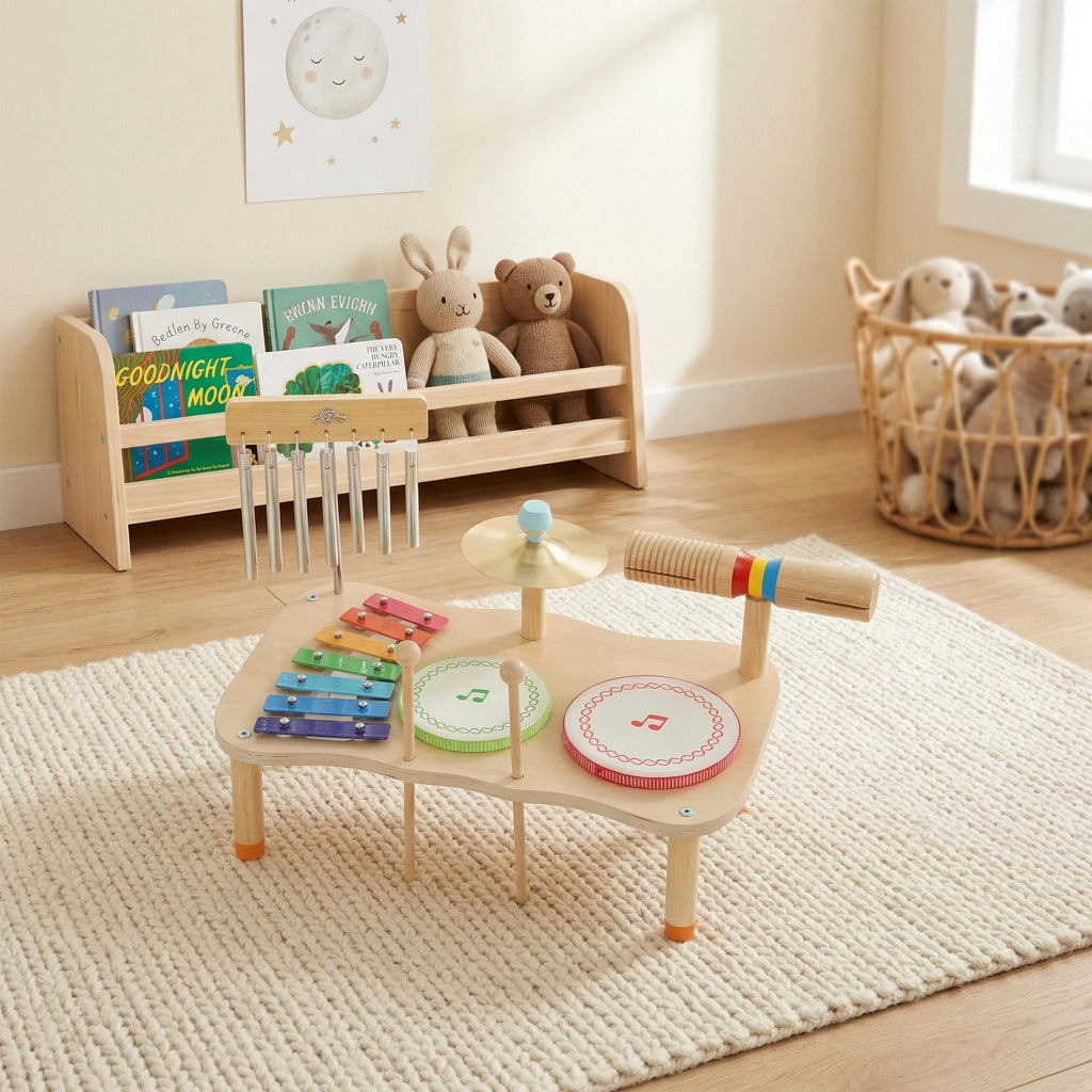 Strumenti Musicali Bambini in Legno Montessori ¨C zephmum ¨C con Xilofono Tamburello e Campanelli