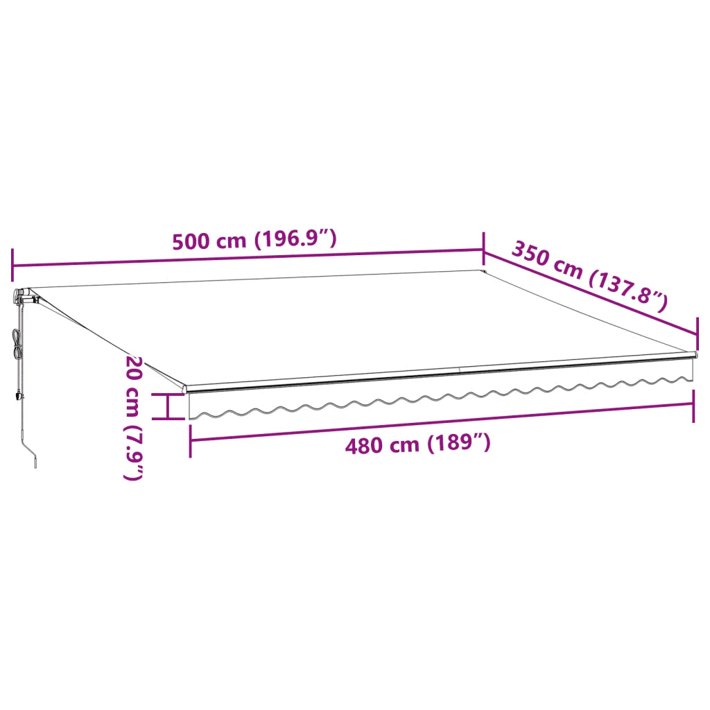 vidaXL Tenda Sole Retrattile Automatica 500x350 cm Antracite e Bianco