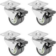 Ruote pesanti doppie con freno | Poliuretano | 4 pezzi | 50 mm | fino a 400 kg | Grigio