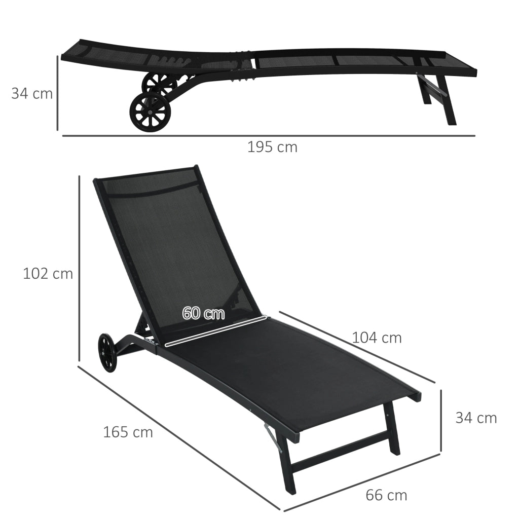 Lettino da Sole in Alluminio con Textilene ¨C Zephmum ¨C 2 Pezzi Grigio