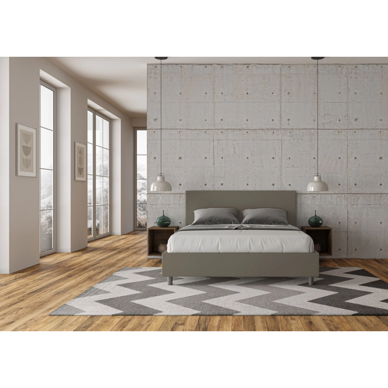Letto imbottito Matrimoniale 160x190 cm Adele - Similpelle,Cappuccino,Contenitore