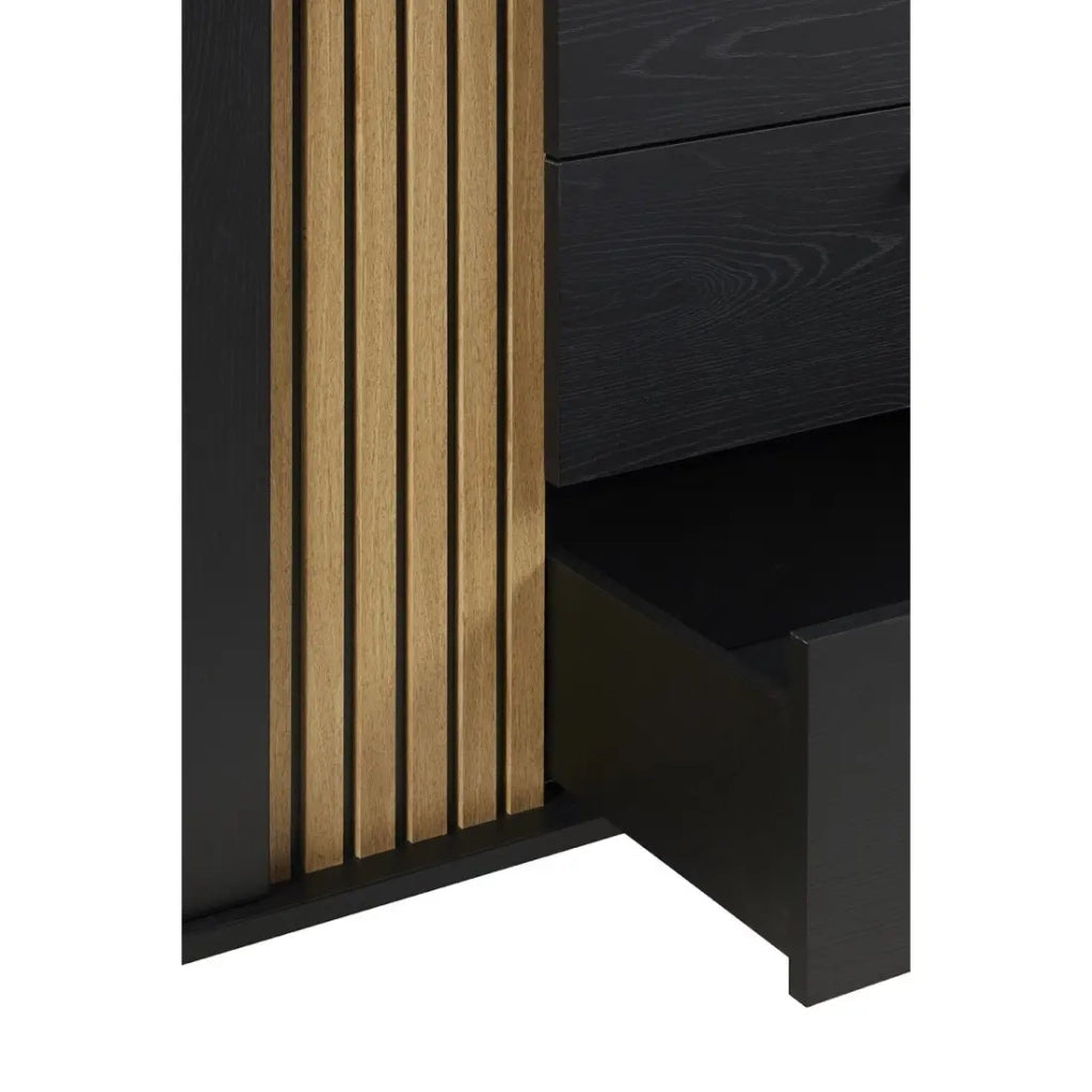 Mobile TV LOFT – Nero e quercia con 2 ante e 1 vano – L164 x H64 x P50 cm