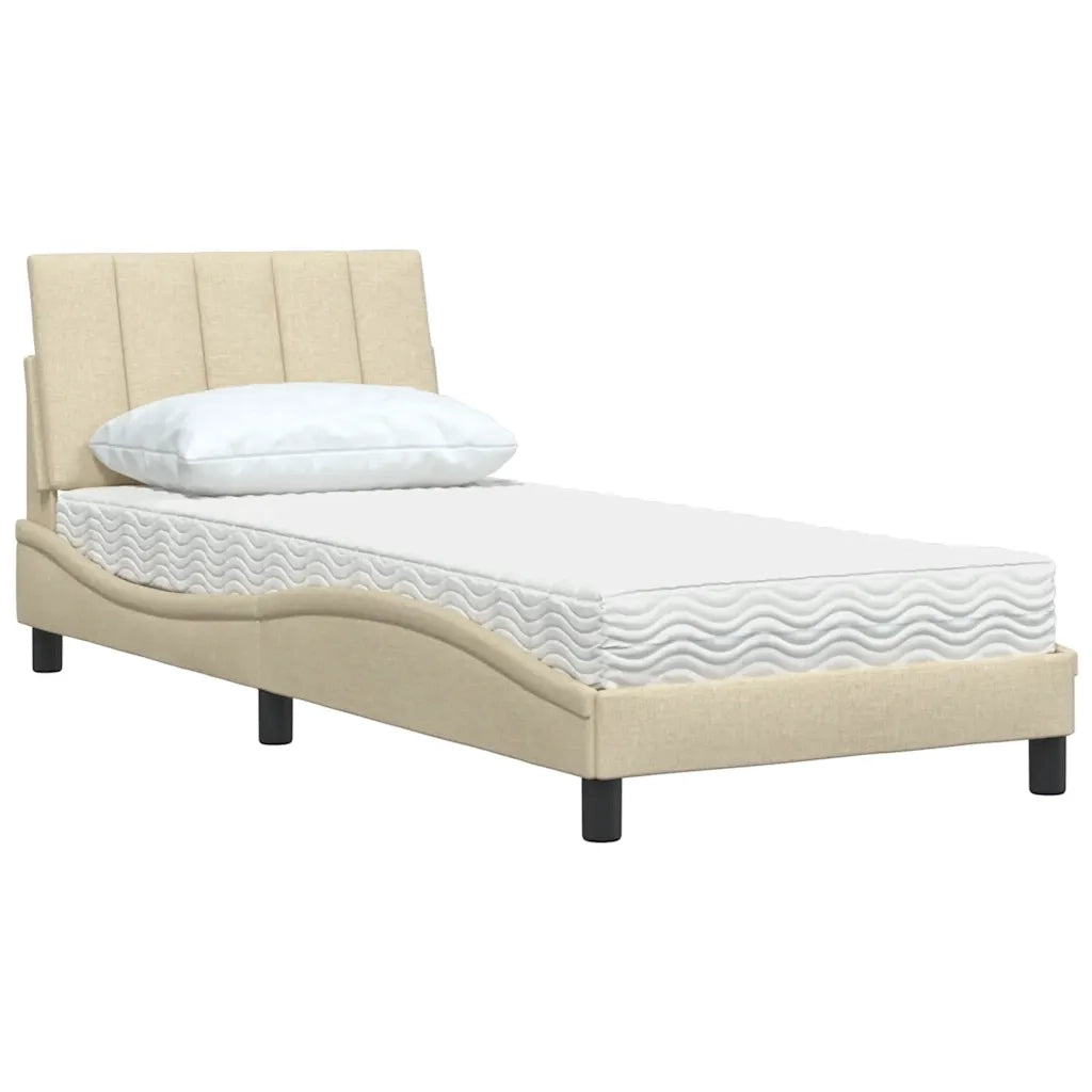 Letto con Materasso Hanko Crema 80x200 cm in Tessuto 3310494