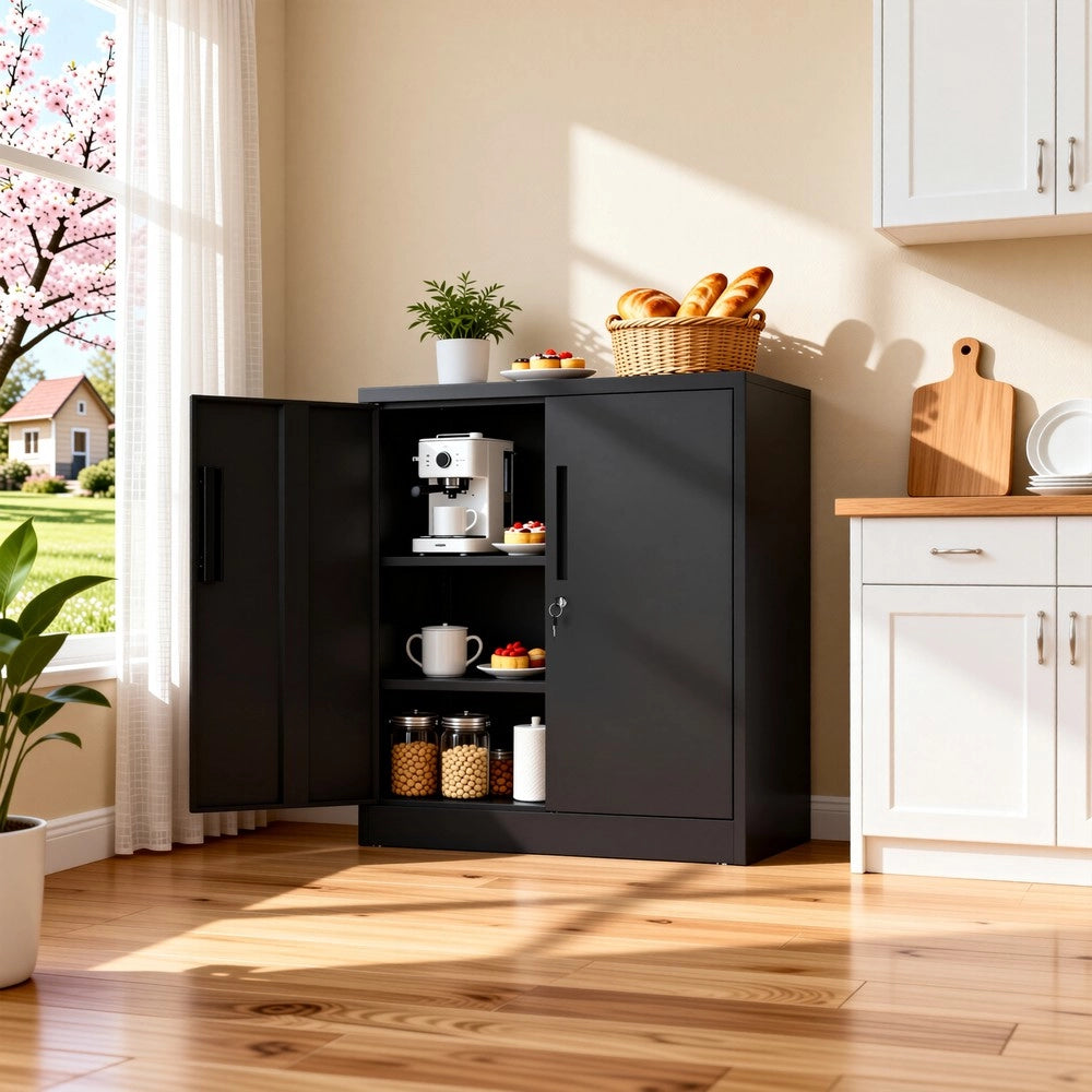 Armadio Metallico con Ante e Ripiani Regolabili ¨C MINIMAL ¨C Nero