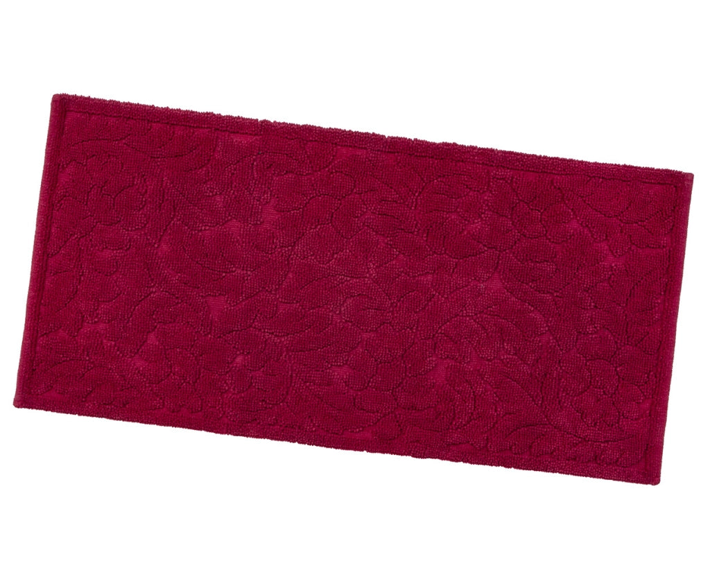 Tappeto Morbido Cotone 63x140 cm Scendiletto Bagno Camera Assorbente Antiscivolo Bordeaux