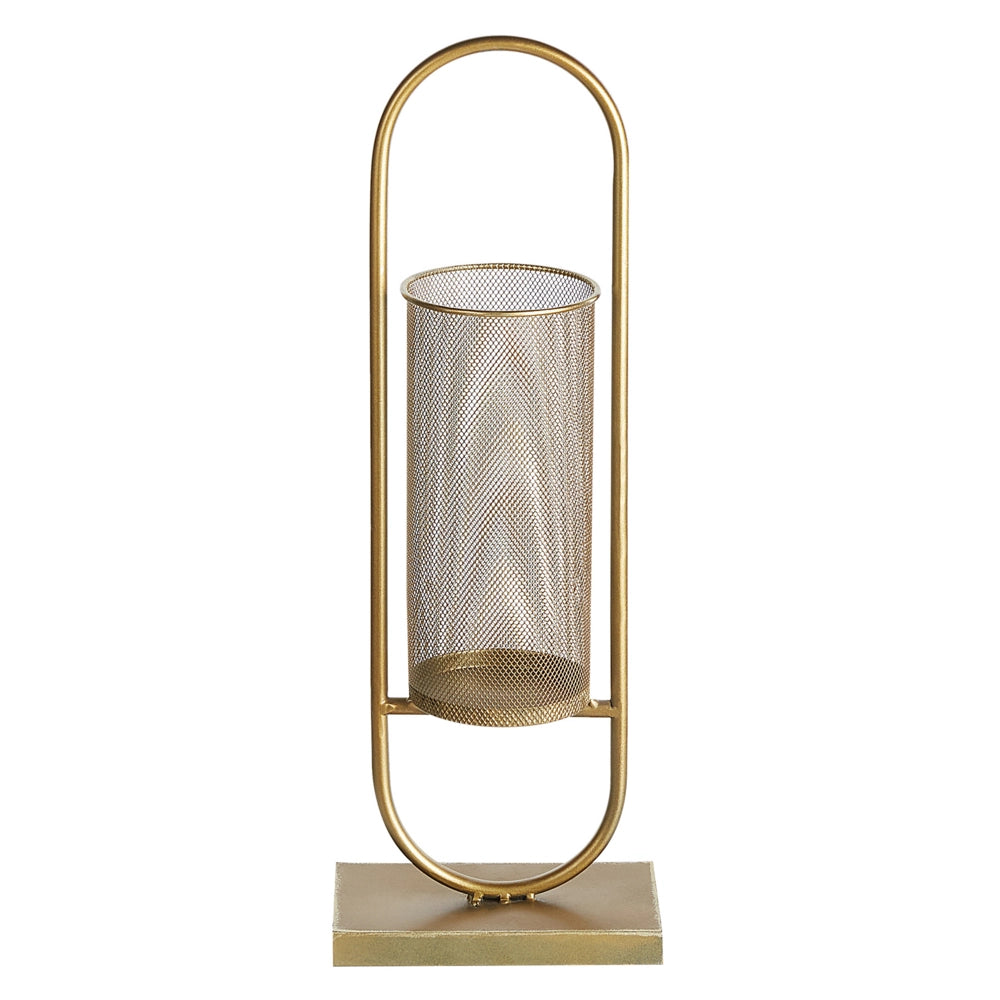 Portacandele moderno in metallo dorato 53 cm ideale per interni ed esterni