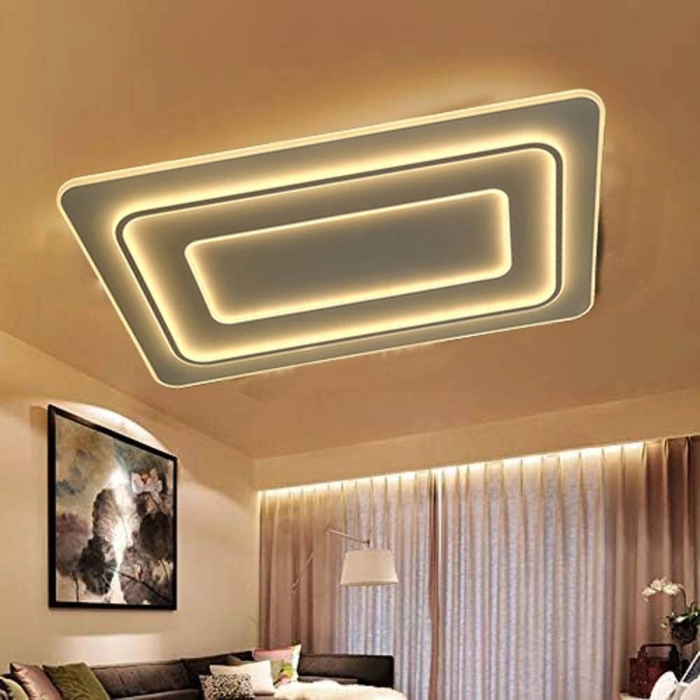 Trade Shop - Lampadario Plafoniera Led Rettangolare 123w 3 Tonalità Luce Bt Telecomando C66-3c -
