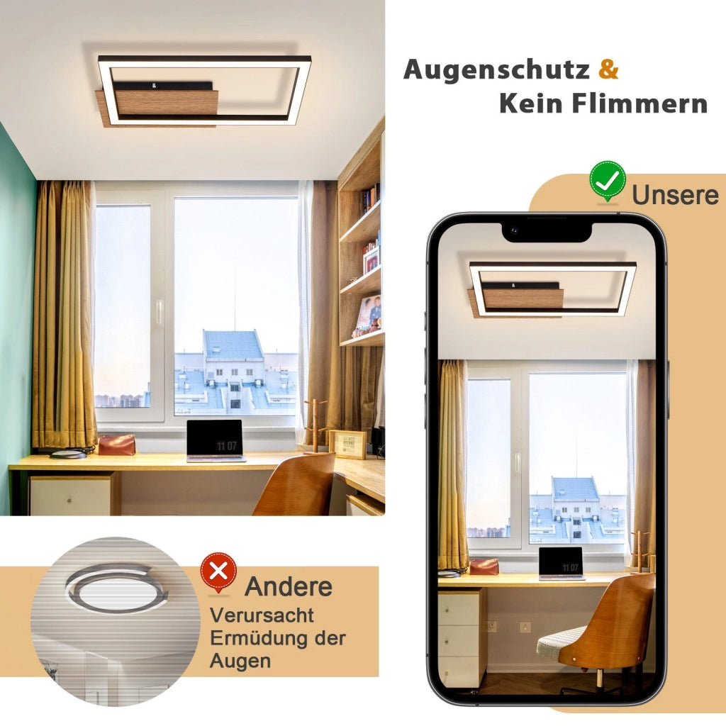 ZMH Lampada da soffitto plafoniera LED rettangolare nera retrò 3000K per camera letto