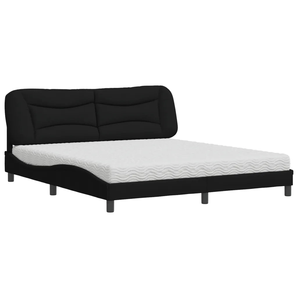 Letto con Materasso Hvar Nero 180x200 cm in Tessuto