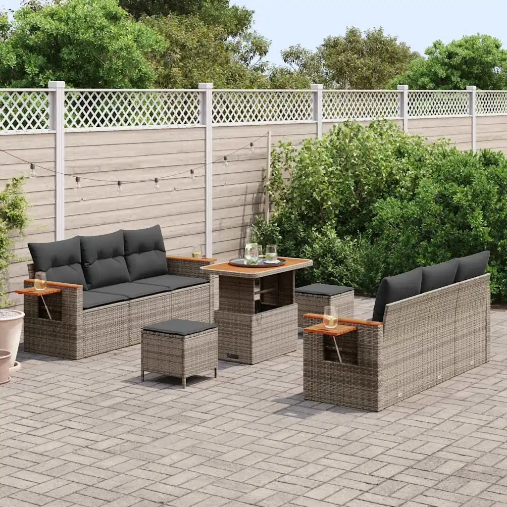 Set Divano da Giardino con cuscino 11 pcs Grigio polyrattan 3365083