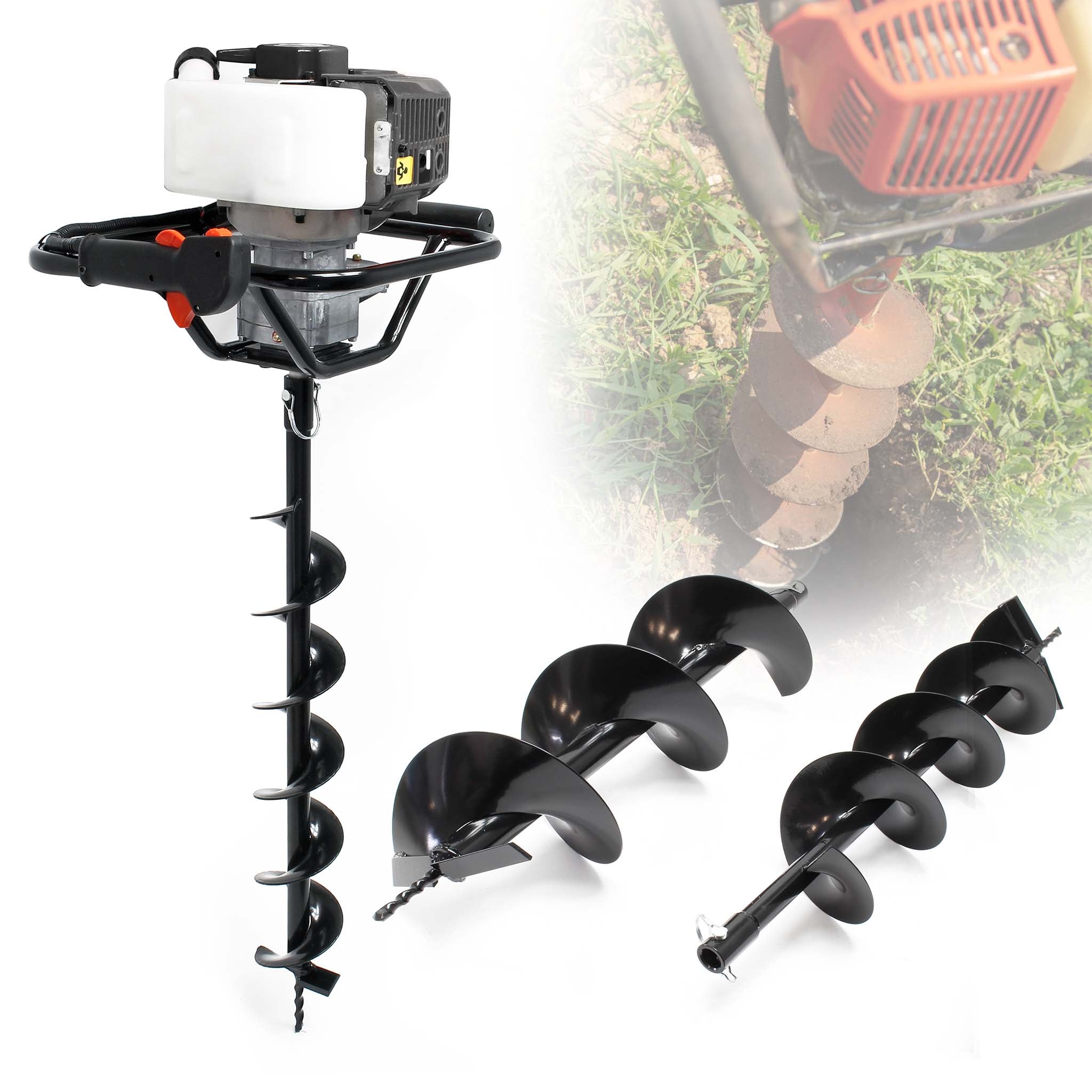 Mototrivella a benzina, 1,4kW e 52cm³ motore a benzina, incl. coclee 100mm, 150mm e 200mm