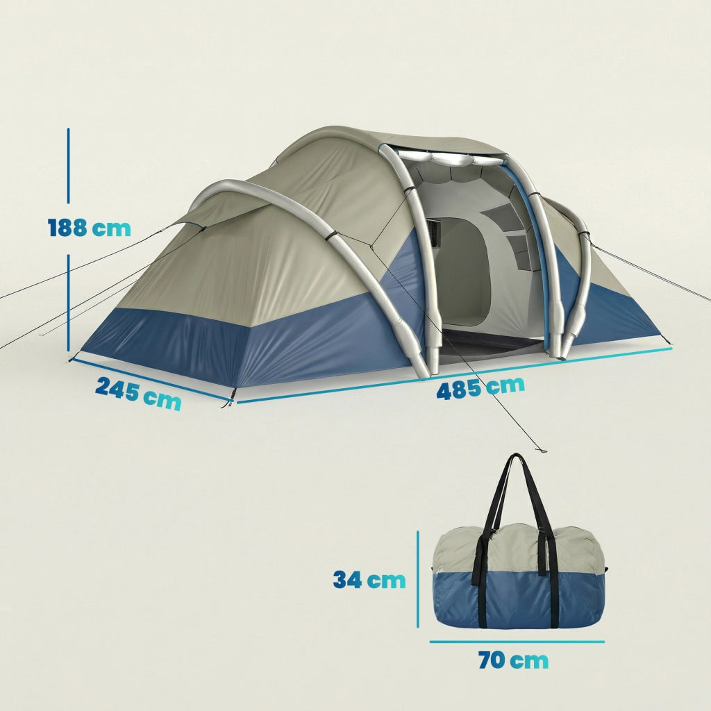 Tenda Gonfiabile 4 Persone ¨C zephmum ¨C 2 Camere da Letto con Finestra a Rete e Tettoia