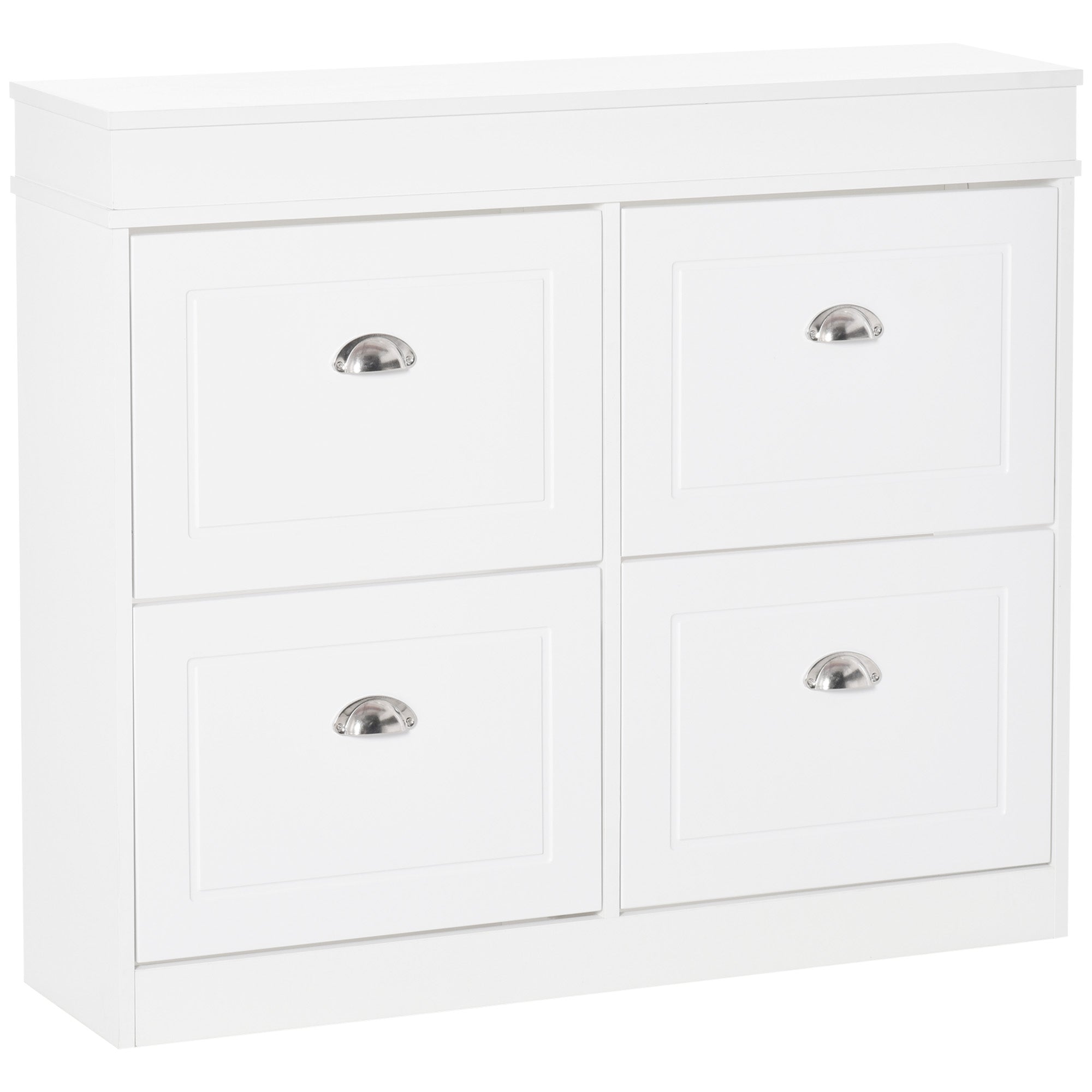 Scarpiera 4 Cassetti a Ribalta 32 Paia 98x24x83 cm in Legno Bianco