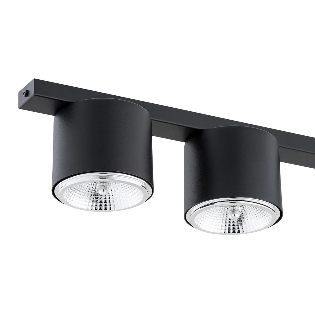 Plafoniera Moderna 3 Luci Faretti Ptah In Acciaio Nero