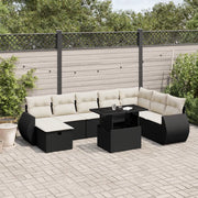Set Divani da Giardino 9 pz con Cuscini Nero in Polyrattan 3275186