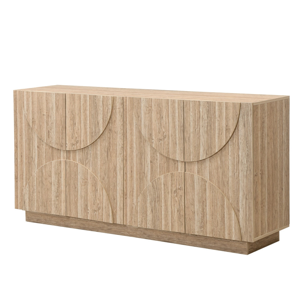 Sideboard in legno naturale con ripiani e ante, 160 x 40 x 80 cm