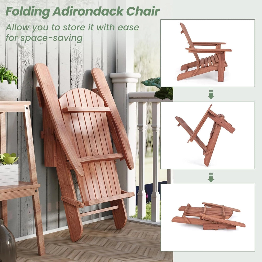 Set di 2/4 Sedie Adirondack Pieghevoli, Sedia da Esterno con Telaio in Legno di Abete, Schienale Alto e Braccioli Ergonomici, Sedia Adirondack per Patio Giardino Cortile Campeggio (1, Giallo)