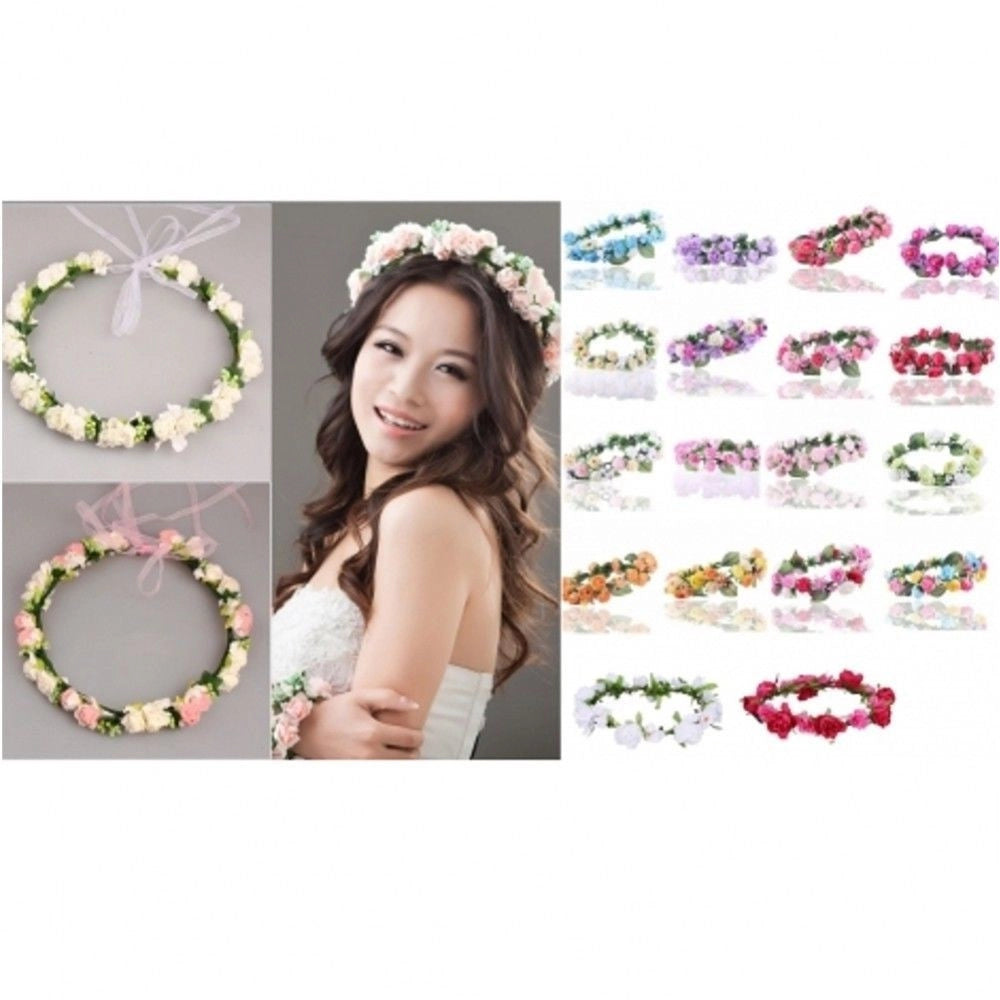 Trade Shop - 6 Corone Coroncina Fascia Rose Floreali Diadema Nubilato Matrimonio Wedding -